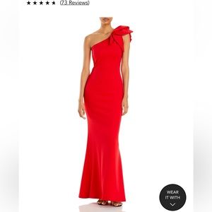 Aqua Bloomingdales exclusive red scuba formal dress gown